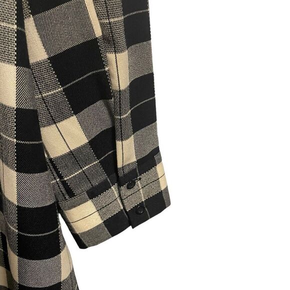 Zara Oversized Plaid Gem Rhinestone Collar Navy White Shirt Dress Size L - Picture 4 of 7